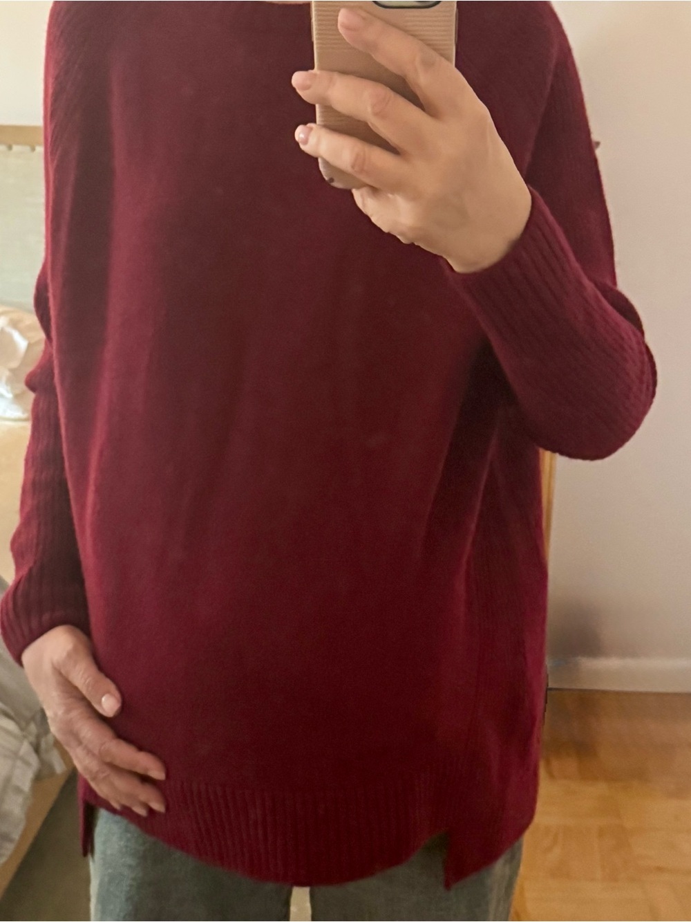 Hatch Merino Wool Maternity Sweater Burgundy - Hatch 4 = size XL